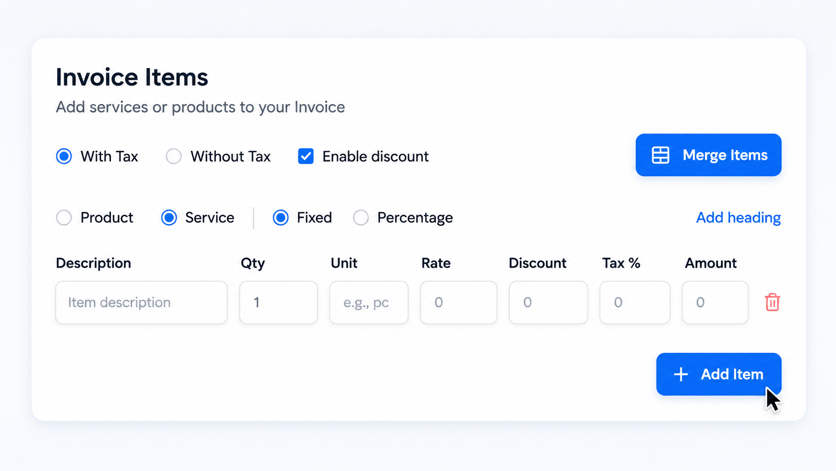 Include discounts, taxes, and services